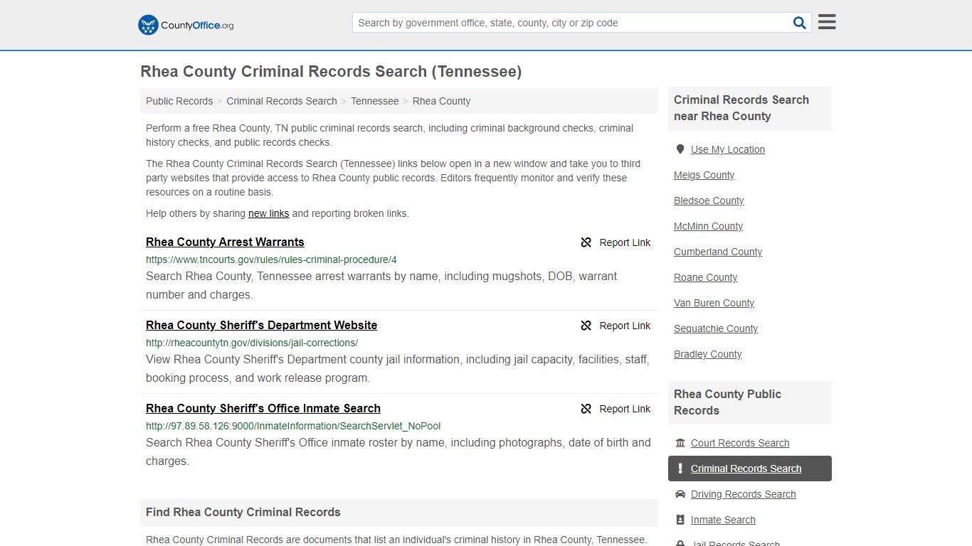 Criminal Records Search - Rhea County, TN (Arrests, Jails ...